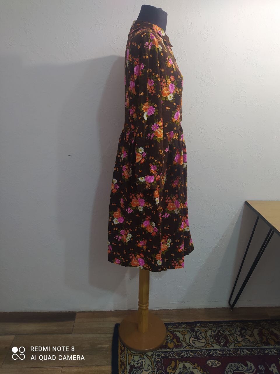 Vintage Women’s Dress Retro Midi Floral Handmade Unbranded, UK 12, US 10