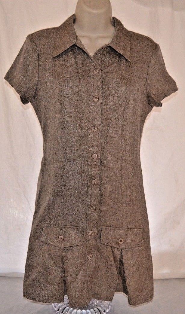 VTG Unique All That Jazz A Chorus Line Tan Button Up Dress Womens7/8 Made in USA