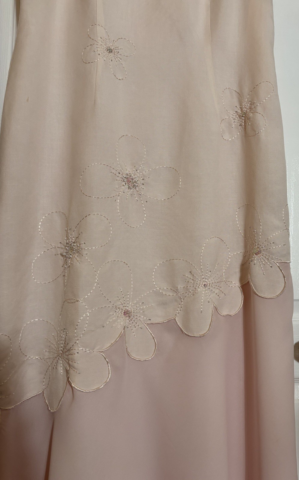 Vintage 80s Betsy Lauren Long Pink Linen Blend Maxi Sleeveless Dress 14