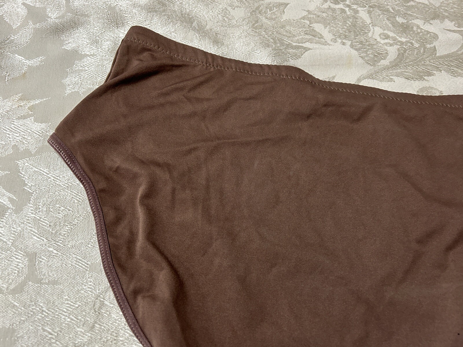 Vtg INTIMATES 3042 Polyester Lace Inserts Hi-Cut Sz 9/2XL Brown Panties #71