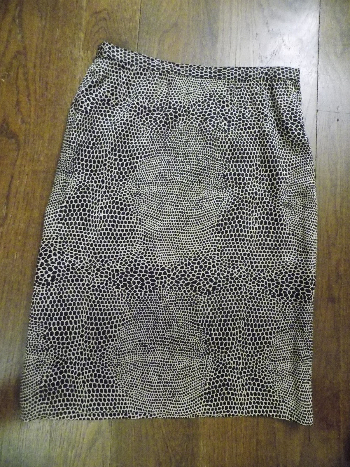 Vtg FAB Adele Simpson Suit 100% Silk Black tan Leopard Long Jacket & Skirt sz 8