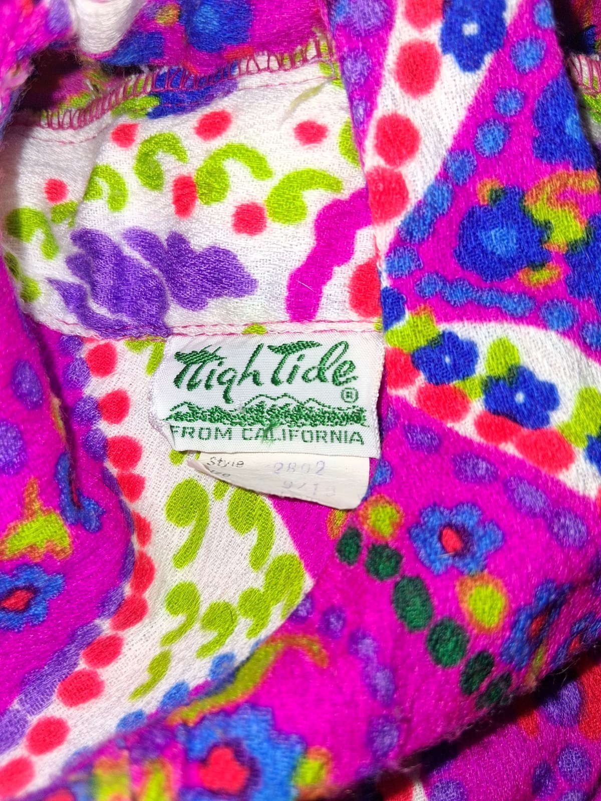 High Tide of California 1960’s/70’s Pink Paisley Bright Dress 9/10 Acrylic