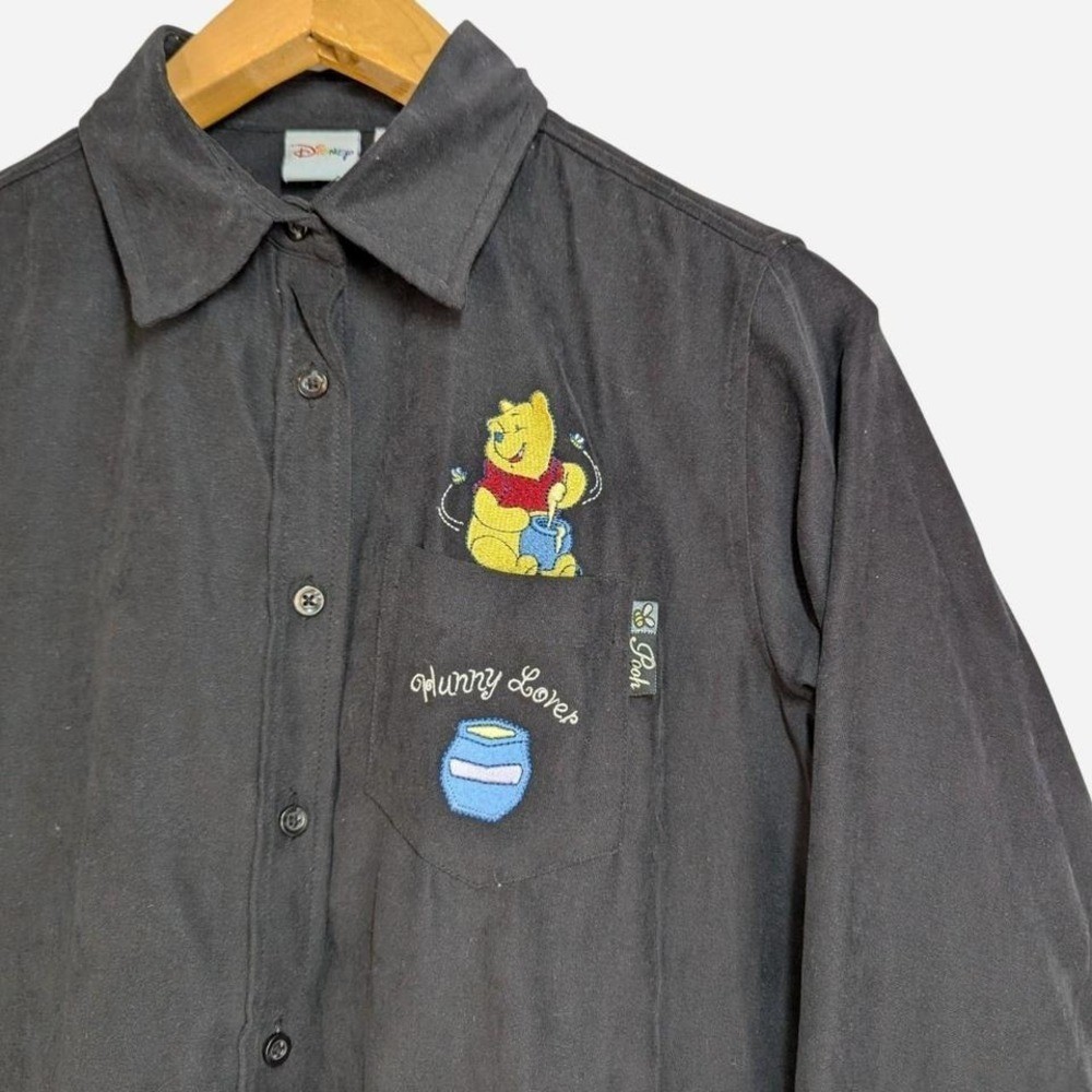 Vintage Disney Winnie the Pooh Hunny Lover Embroidered Button Down Shirt Small