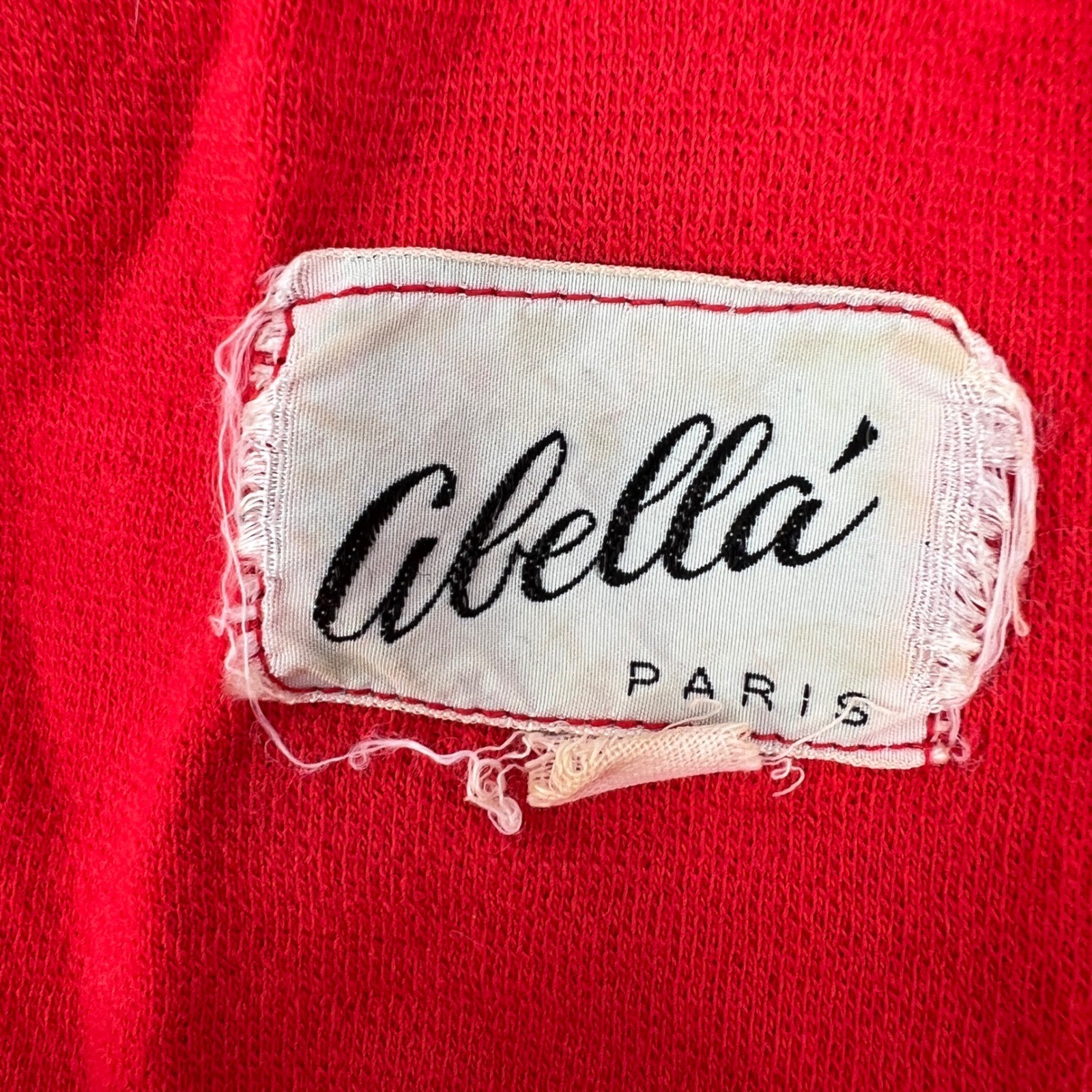 Vintage 60s Lipstick Red Dress Ruffled Collar Cuffs Abella Paris Size M Pinup