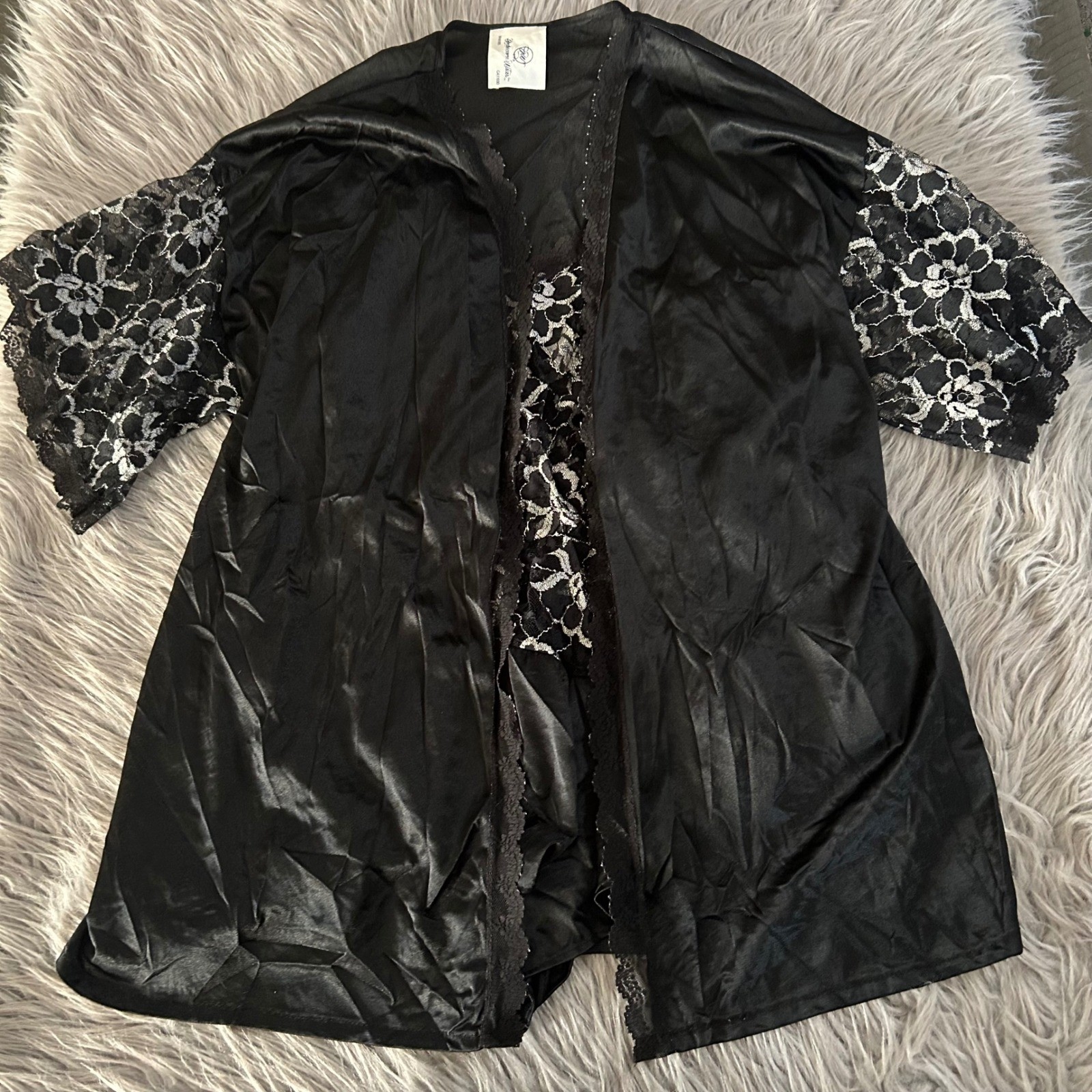 Vintage Undercover Wear Lingerie Set Womens Size Large Black Robe Romper Pjs