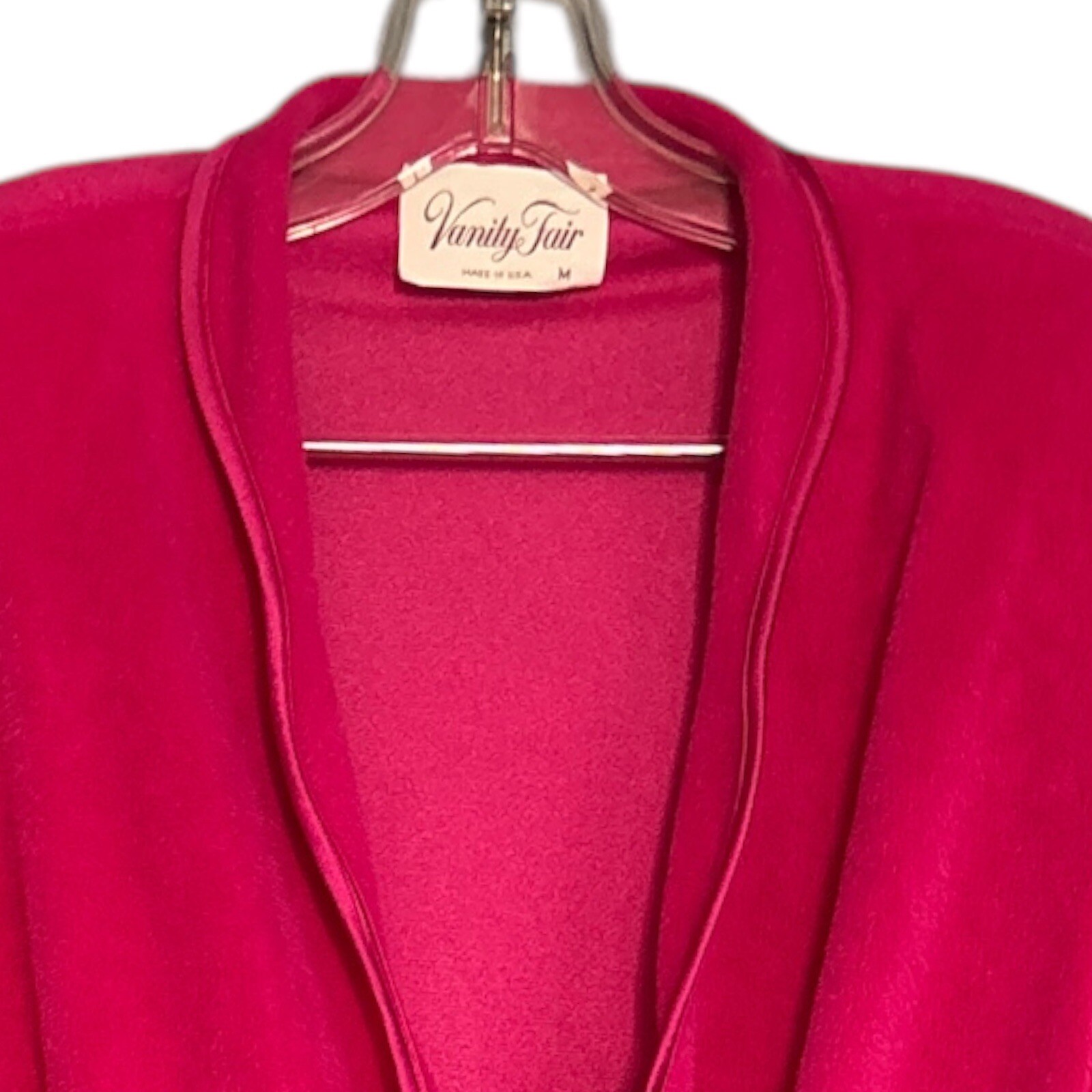 Vintage Vanity FAIR Pink Fuchsia Robe House Coat Wrap Around Pockets ￼