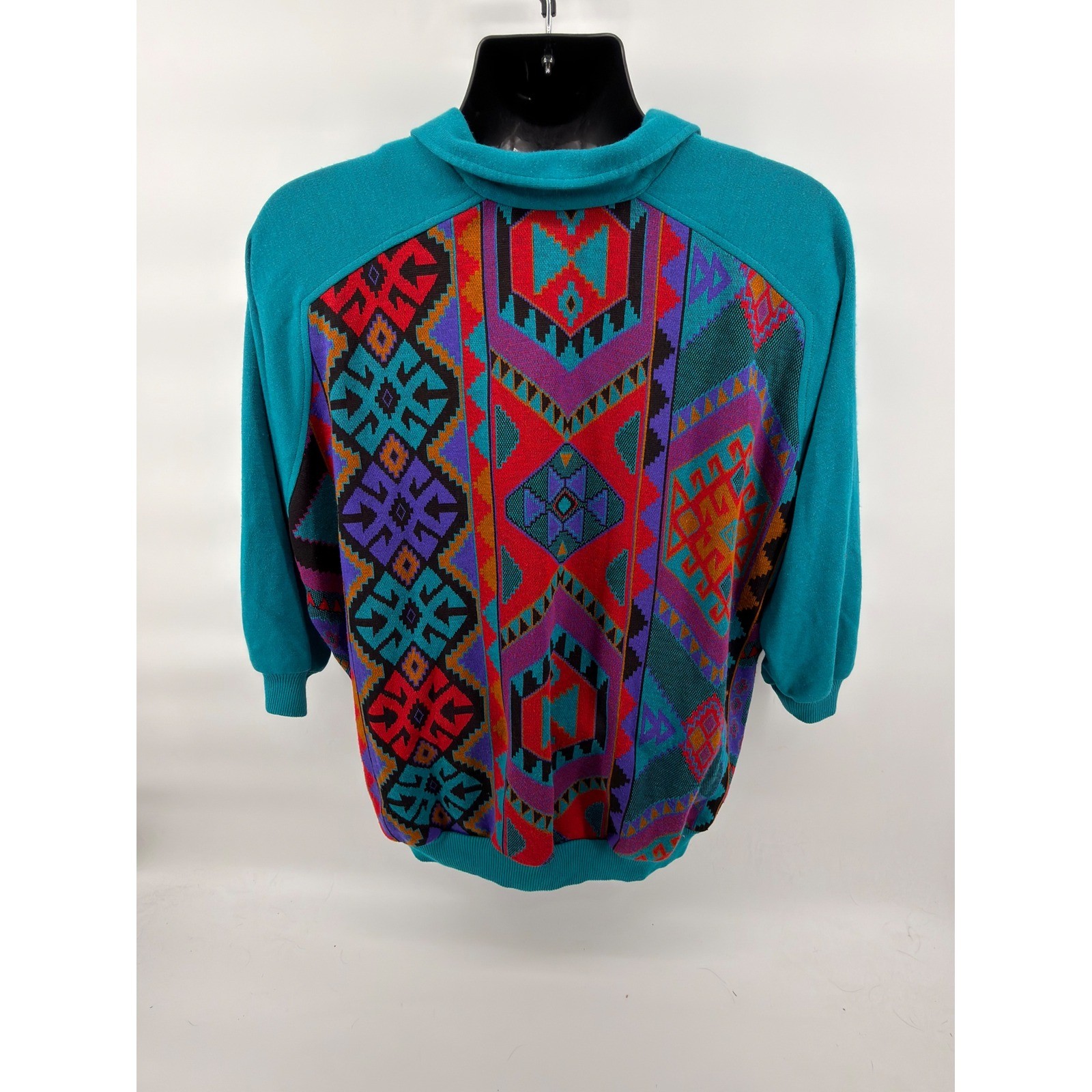 Lady Graff Vintage 90s Aztec Southwestern Sweater Polo Shirt 2X Plus Size USA