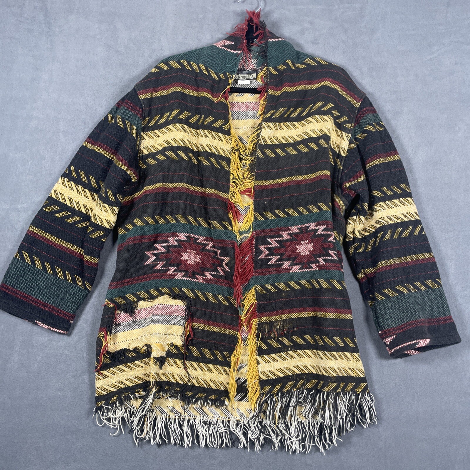 VTG Wrapper Jacket Wrap Womens One SIze Aztec Print Southwestern Coat USA Made