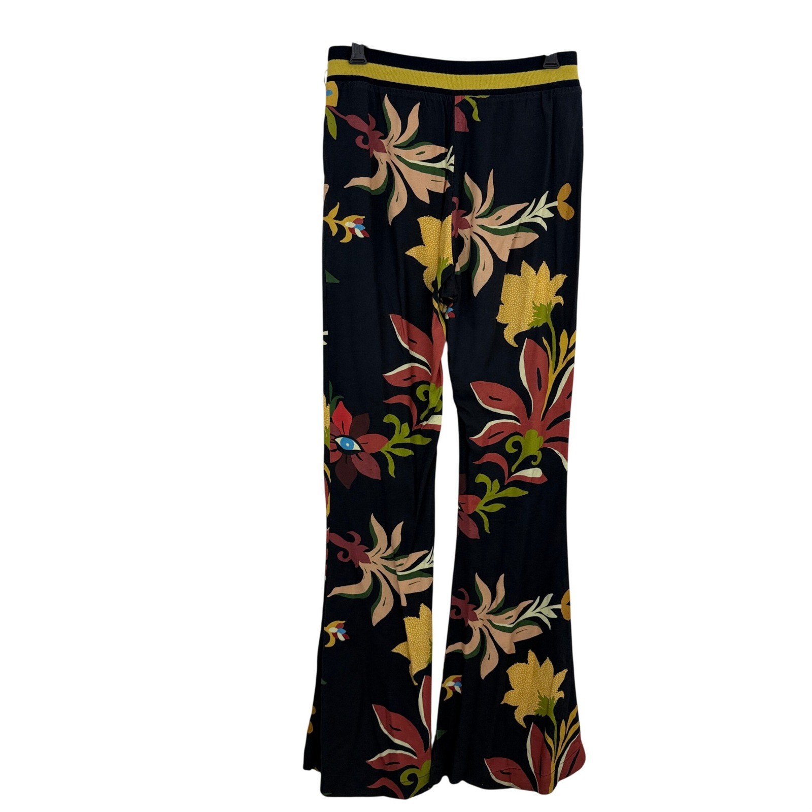 Farm Rio Pants Womens XS Calla Retro Floral Flare Eyeball Boho Side ZIp 26×31.5