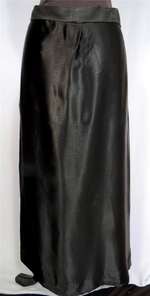 VINTAGE FRENCH 1930’S-1940’S BLACK SILK & RAYON SATIN SKIRT SIZE 30 INCH WAIST