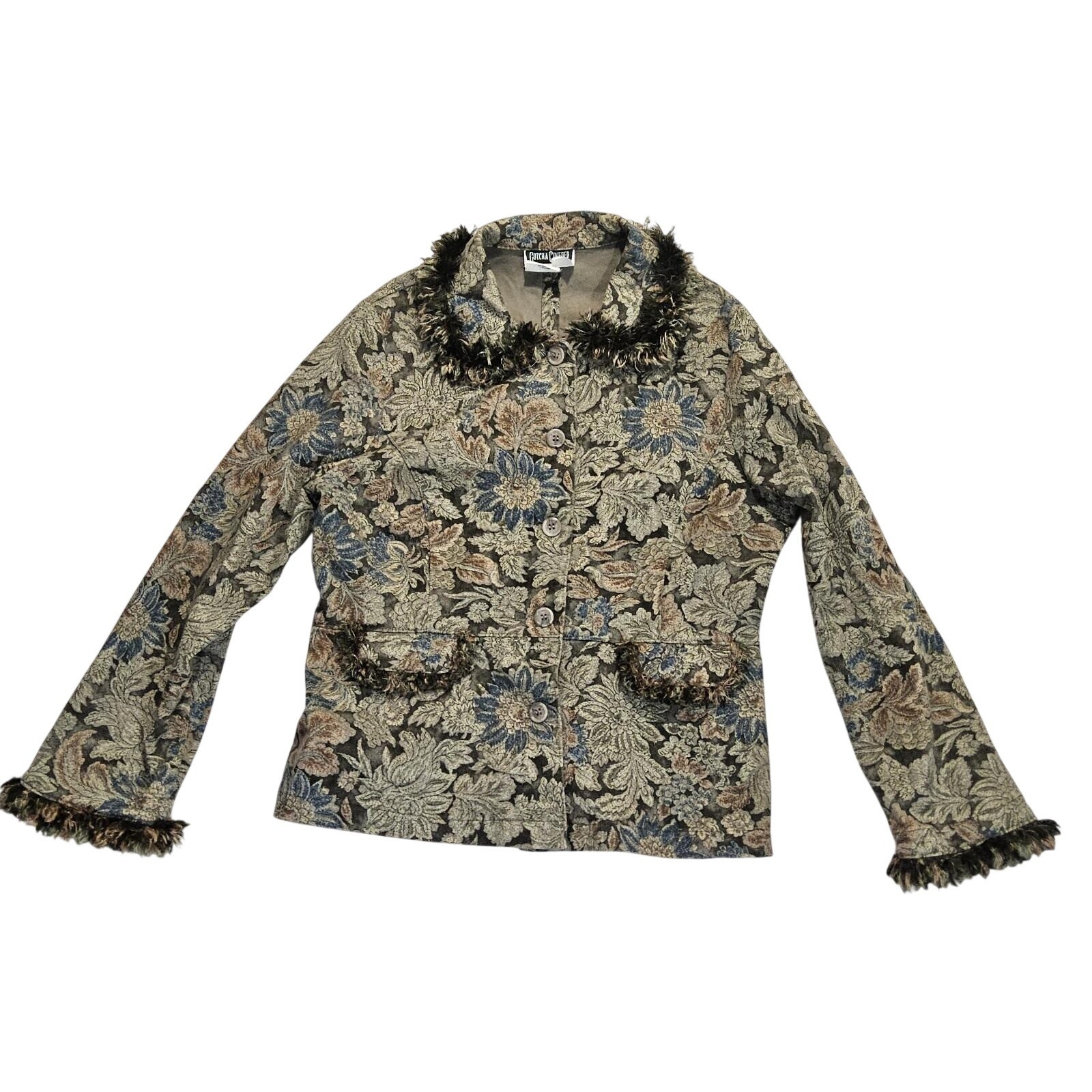 Vtg Gotcha Covered Jacket L Tapestry Floral Bell Sleeve Cottagecore Fairy Whimsy