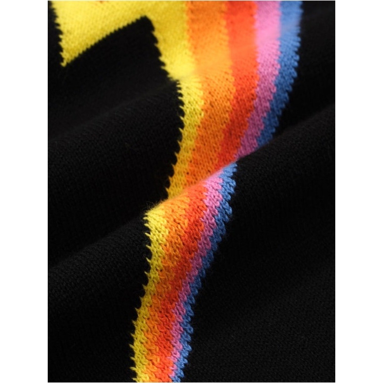 Oxknit Store Black Lighthing Bolt Retro 60’s Mod Style Knit Black Sweater Size S