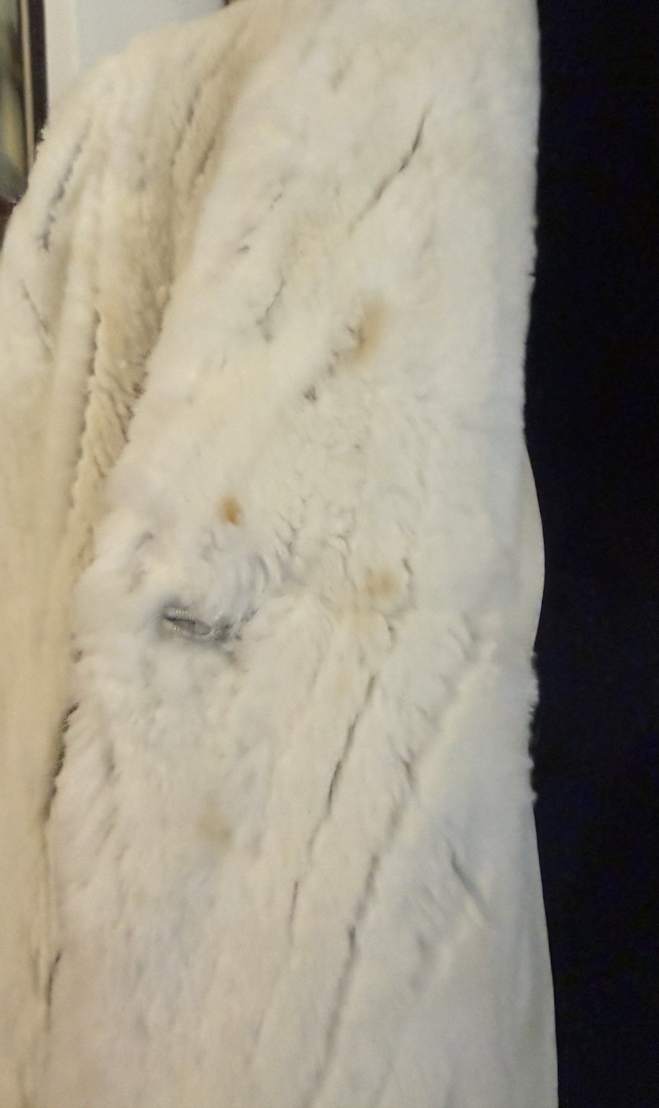Vintage Jacques Saint Laurent Genelle Ivory Faux Fur Coat Jacket Size L/XL