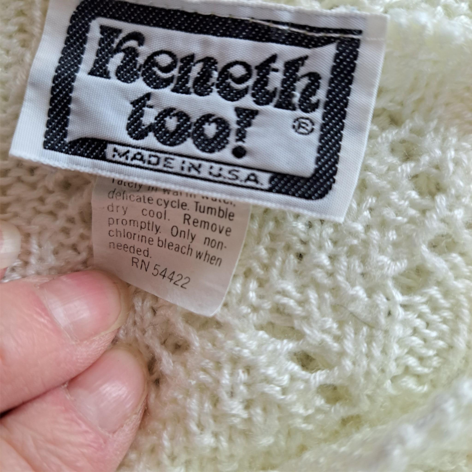 VTG Kenneth Too 1970s Sweater White Short Sleeves Boatneck Size M