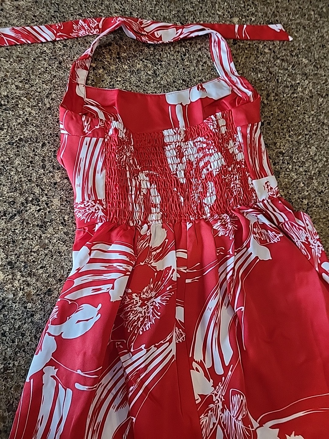 Nani of Hawaii Dress Red Hawaiian Floral Honeymoon Set w His shirt Vtg READ!!