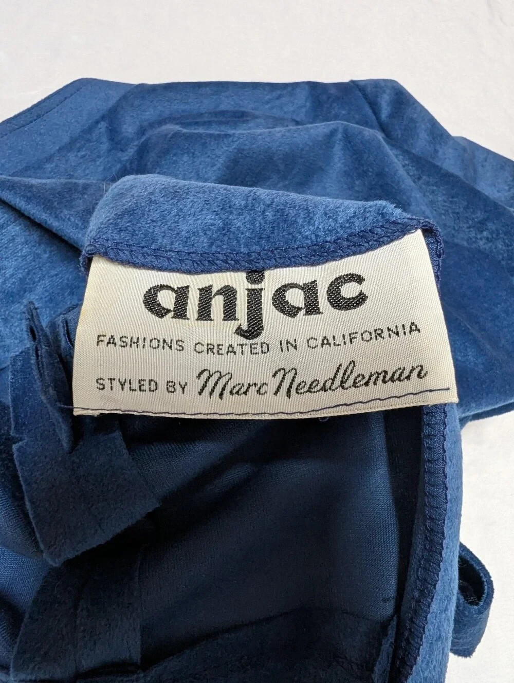 Vintage 70’s Button Front Blue Velour Dress & Jacket Anjac By Marc Needleman