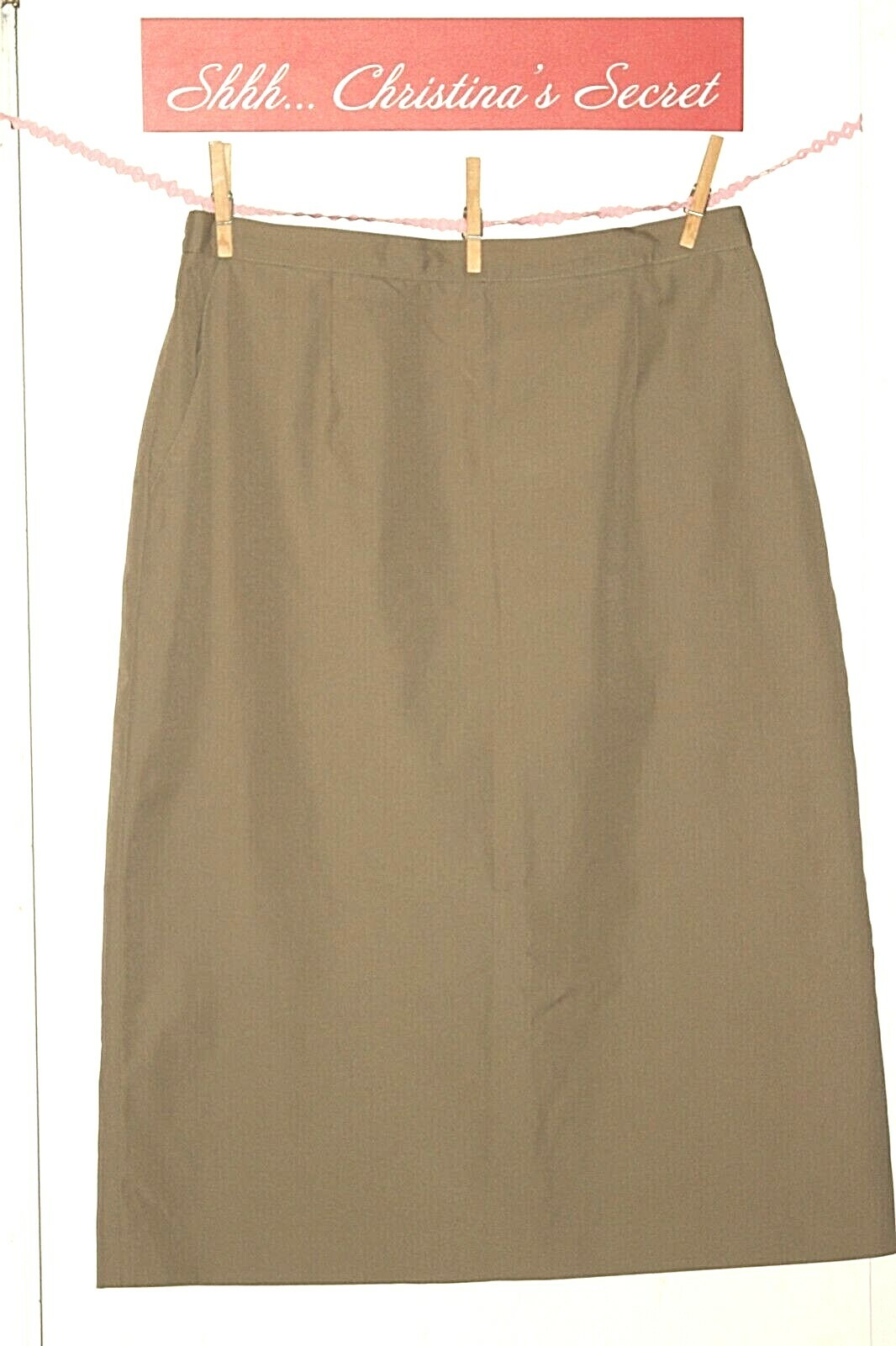 NEW ESTATE VINTAGE BARCLAY SQUARE Womens Skirt Olive Green Cotton Blend USA 18