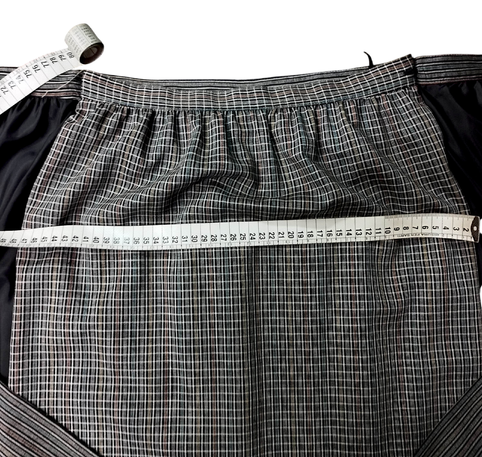 Cori® Vintage 1980s Geometric Pattern Stripes and Checkered Jacket + Skirt Set