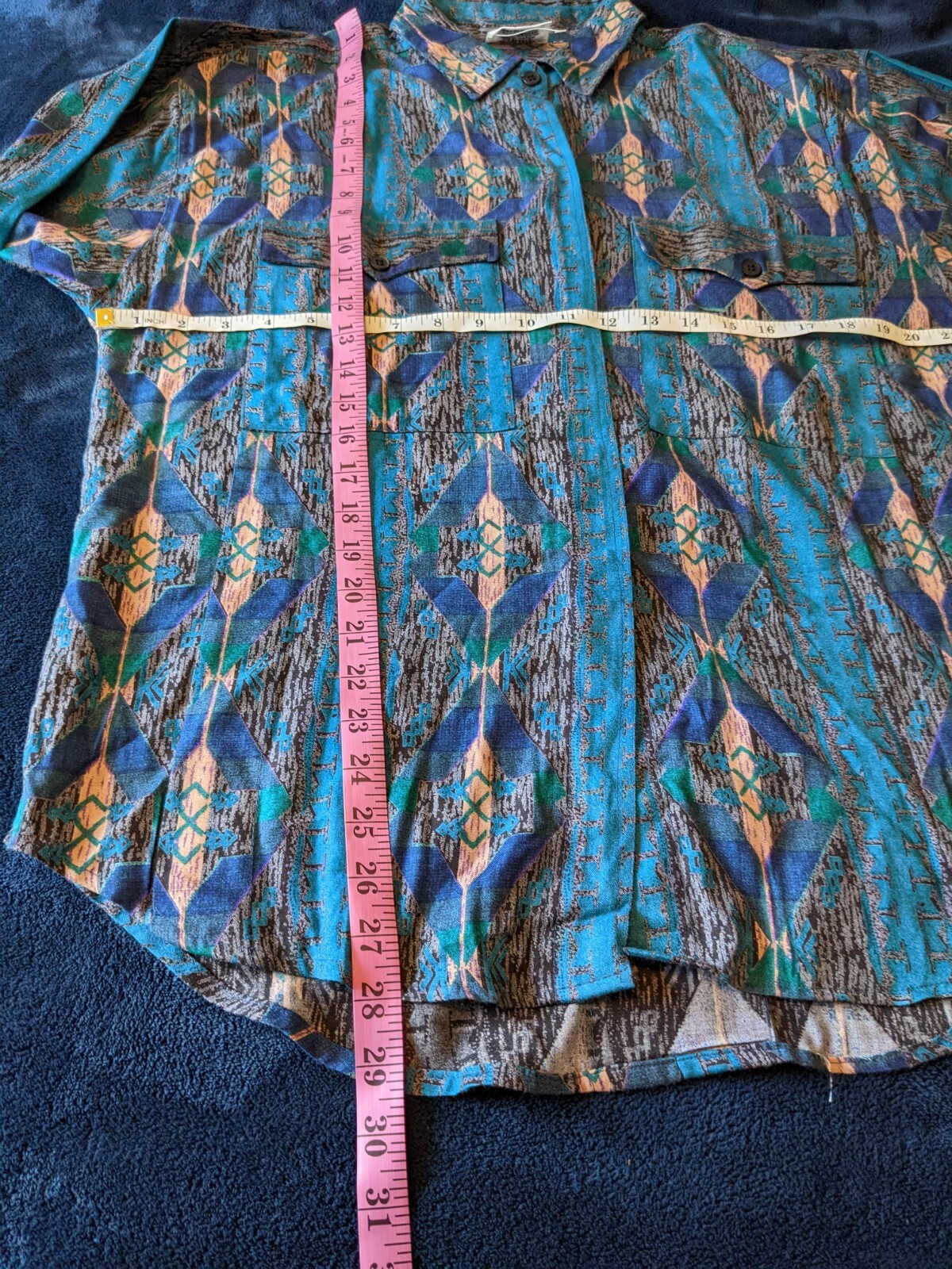 NWOT Vtg Zashi Geometric Southwestern Aztec Print Button Up Blouse Women’s Large