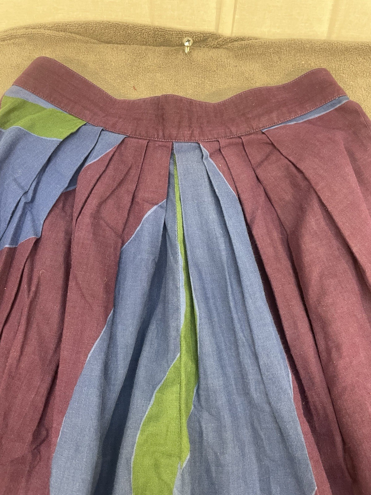Vintage 1970s Kenzo Japan Blue Purple Green Abstract Harem Parachute Pants 26×30