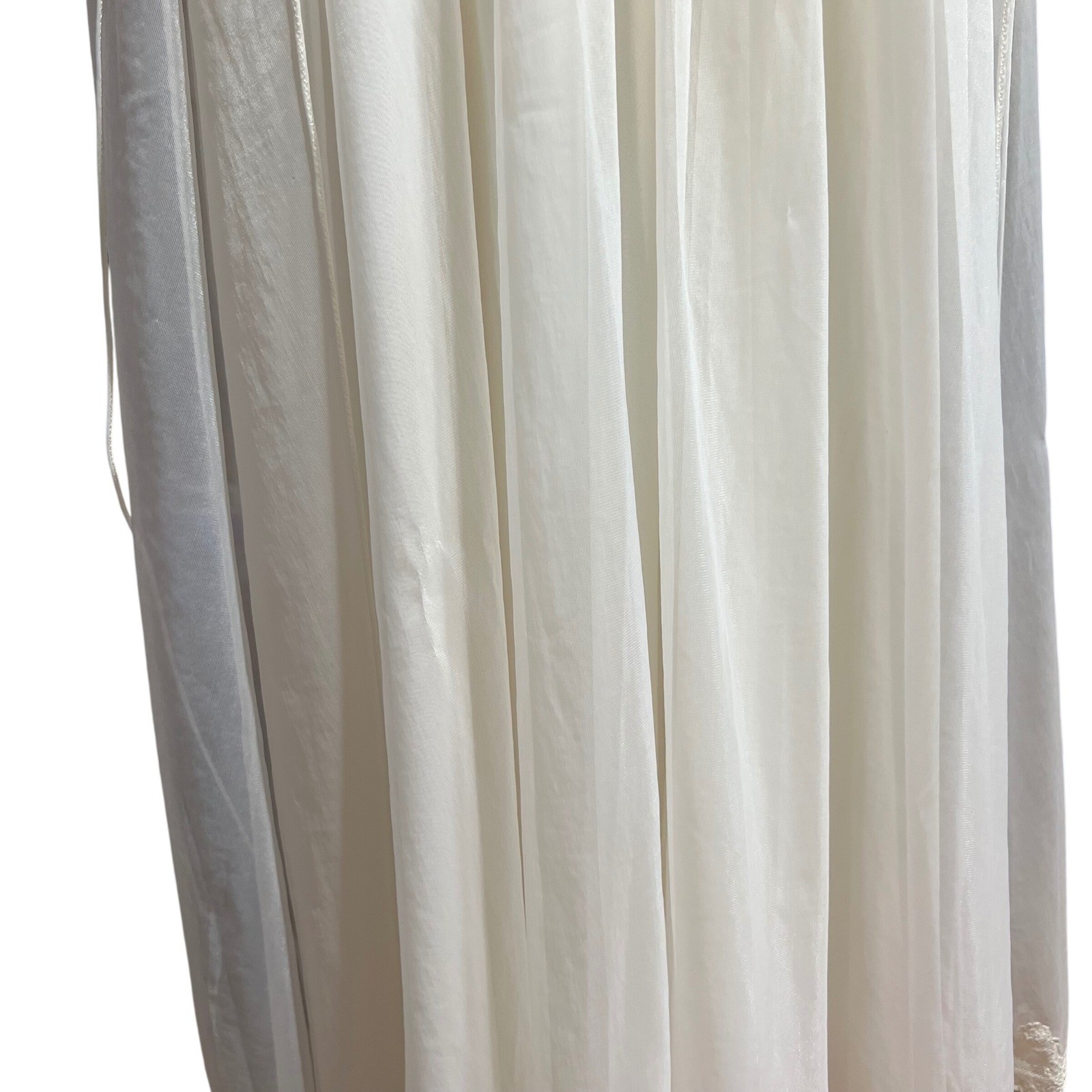 Vintage Ivory Lace Peignoir Set Bridal Nightgown and Sheer Robe Pearl Detail