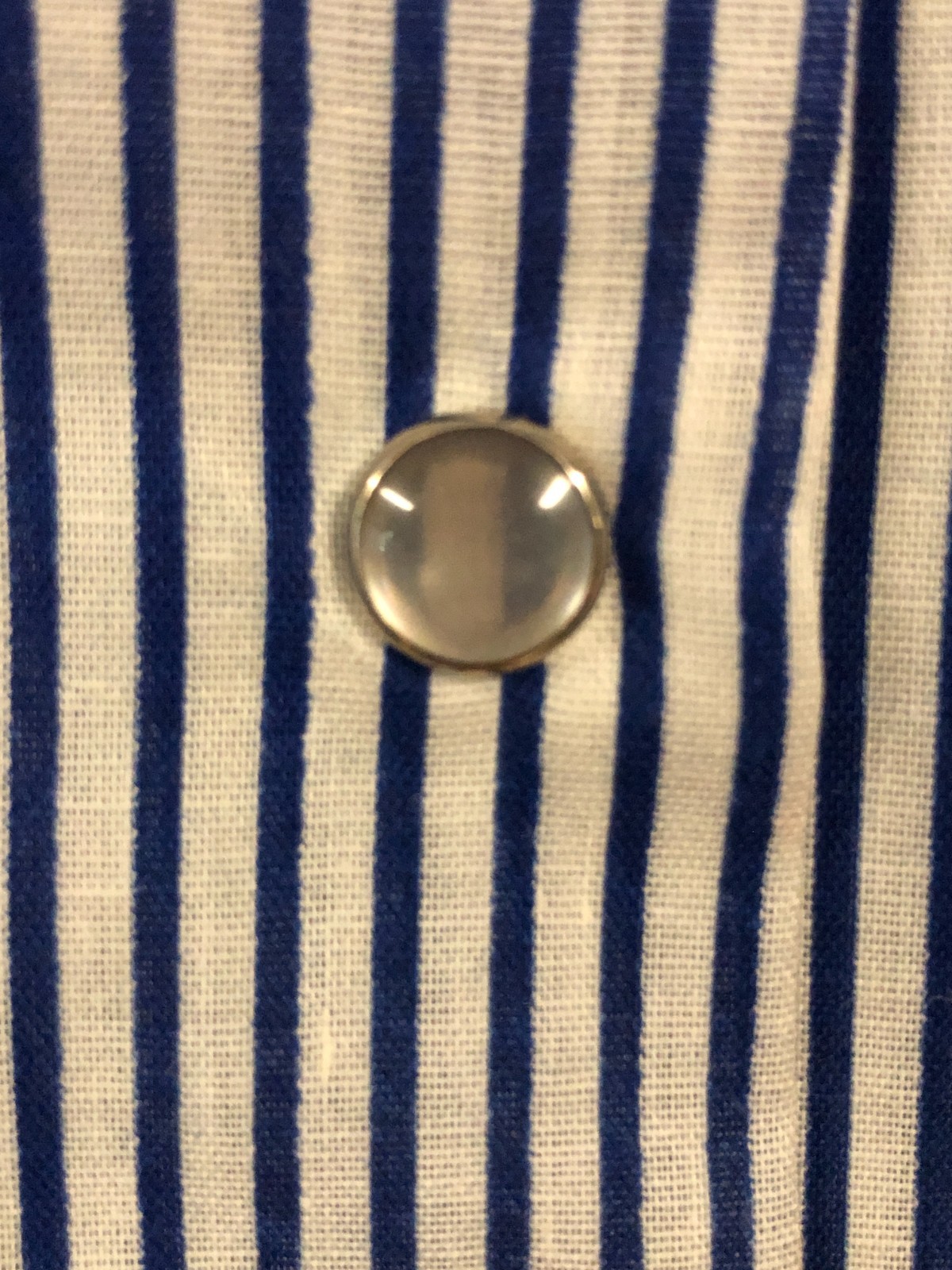 Vintage 1980s White & Blue M/L Striped Smock Top Snap Closure NOS Deep Pockets