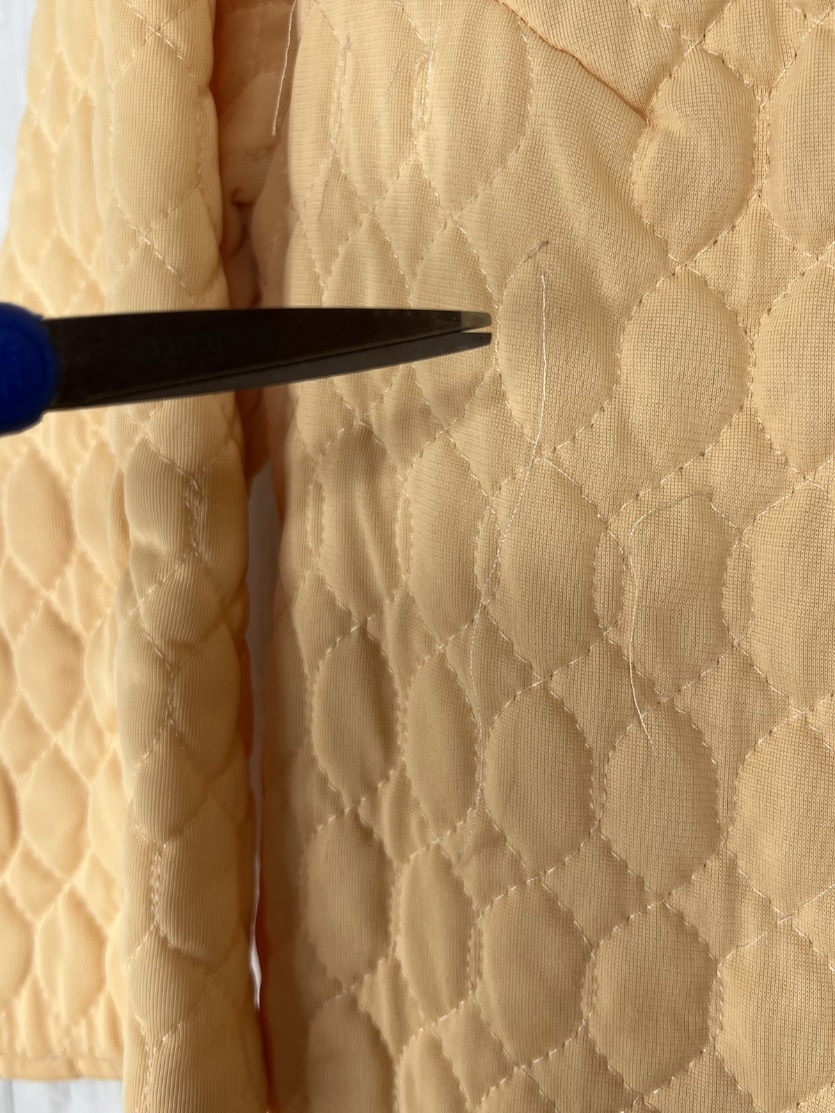 Vintage Quilted Peach Robe Embroidery Pockets No Size Button Polyester Imperfect