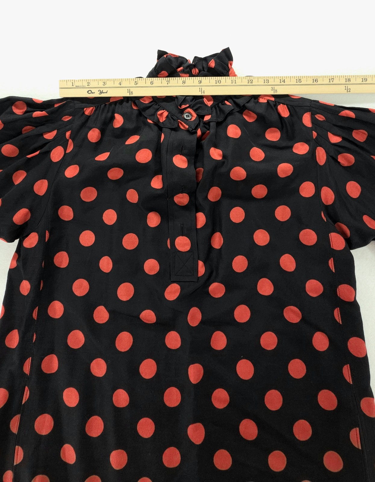 Vintage Saint Laurent Rive Gauche Red Polka Dot Dress 36 FR 4 US Made in France