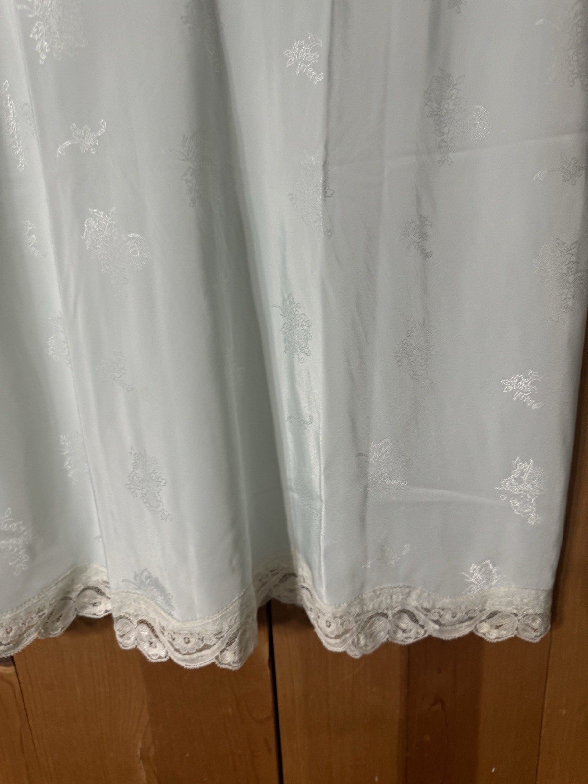 Vtg Farr West Sea Foam Green Embossed Glossy Satin Half Slip M L W-30-36” NWD