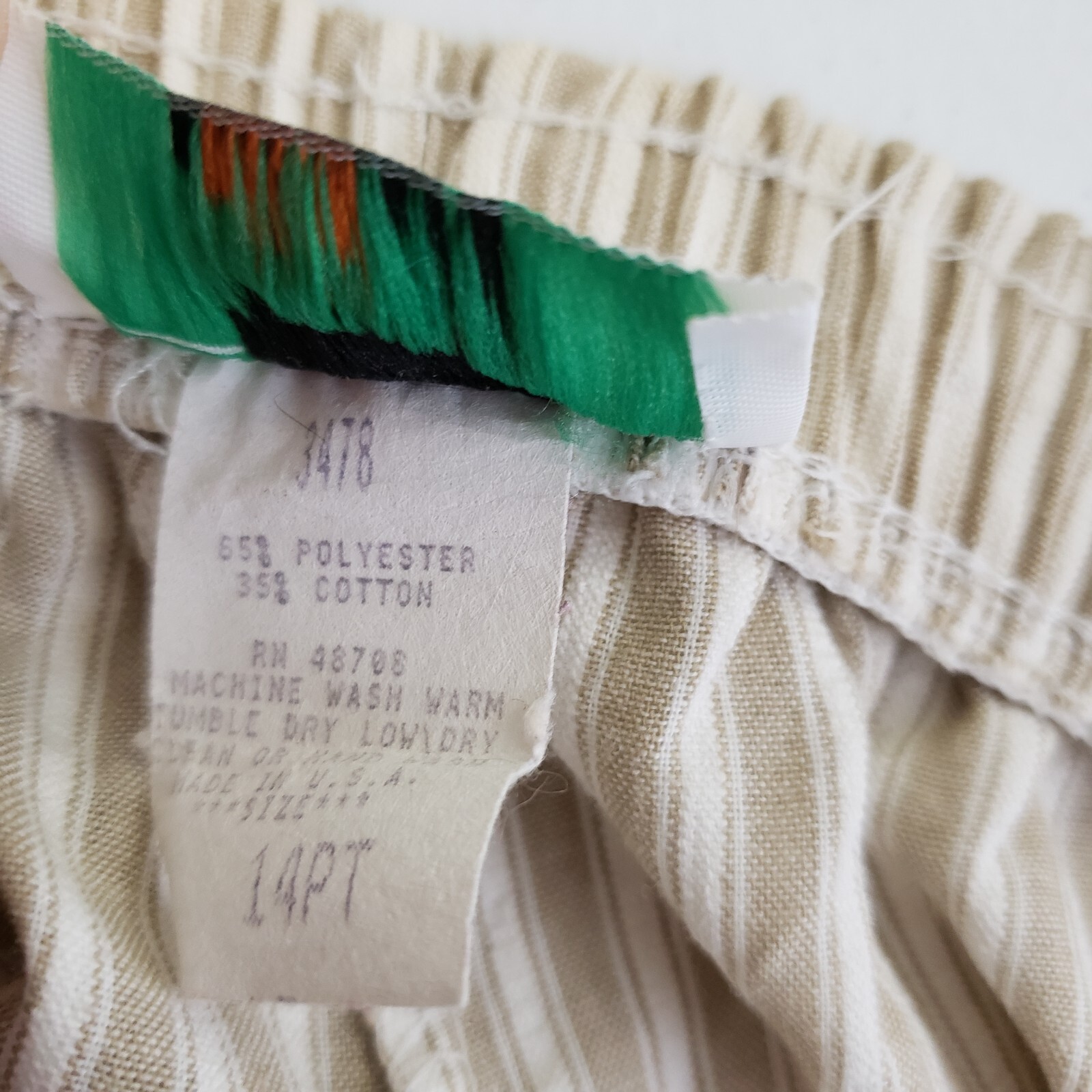 Vintage Andrew McMullan Seersucker Striped Pull On Capri Slacks Pants Womens 14P