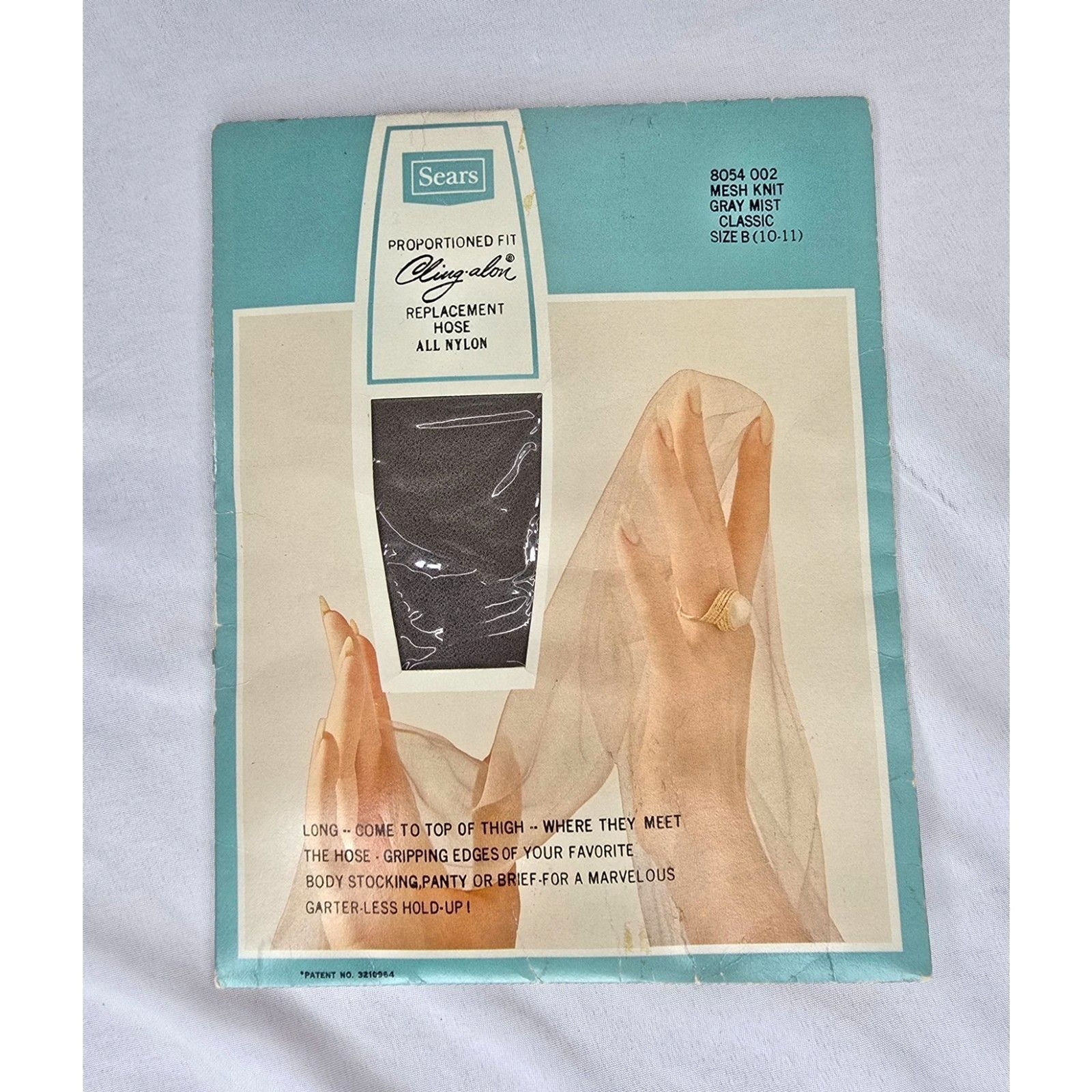 Vintage Sears Cling Alon Garterless Replacement Hose Sheer Stockings Gray SZ B