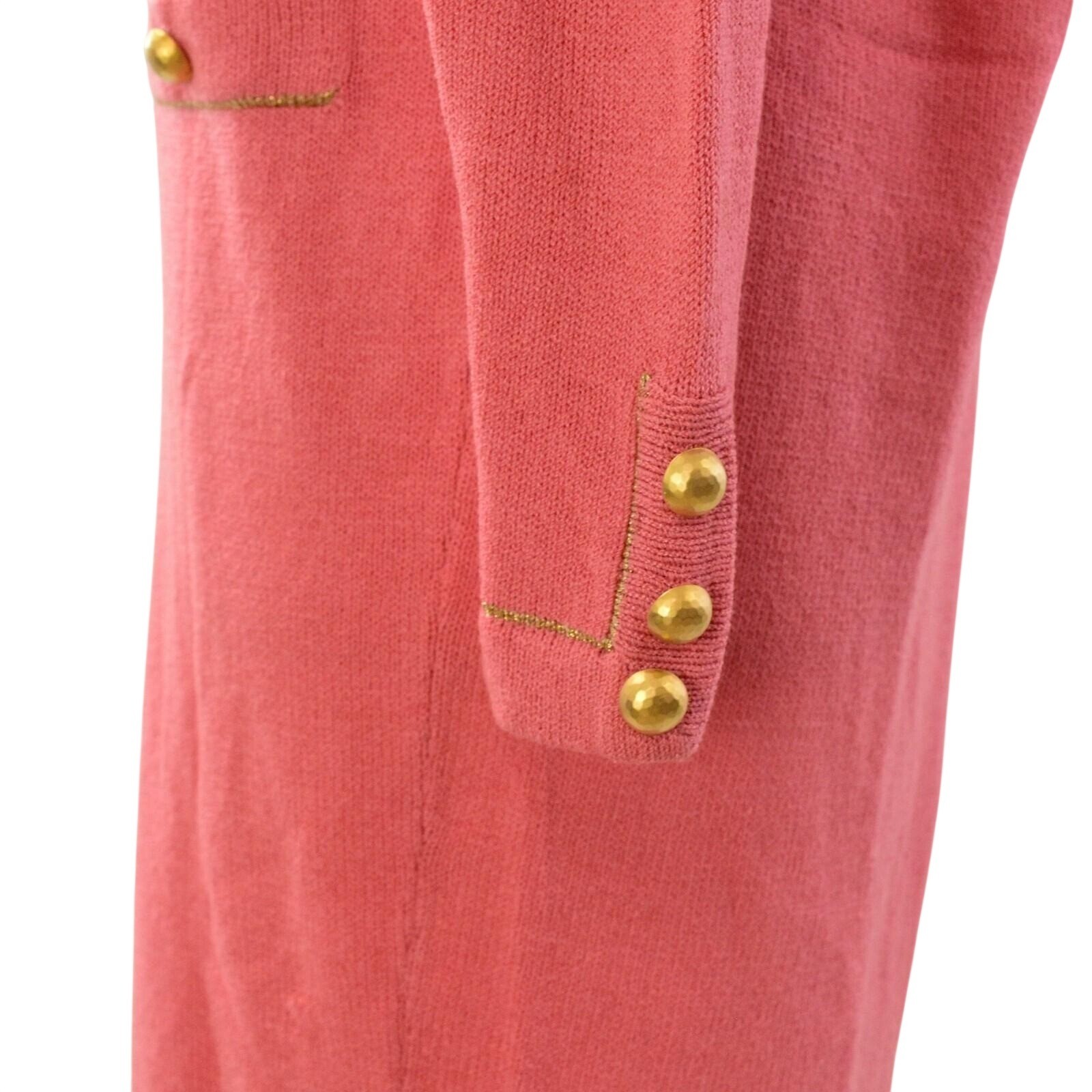 Vintage Wool Minimalist Luxury Don Sayres Knit Dress Pink & Gold M Mod 70s Silk