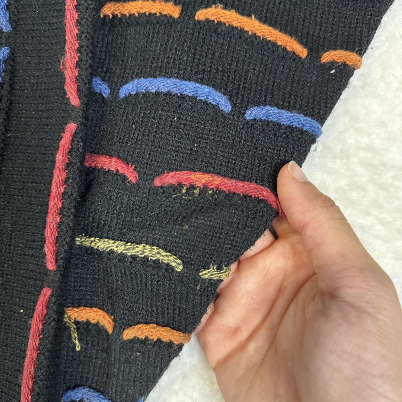 Vintage 80s/90s Colorful Stitched Knit Sweater • M