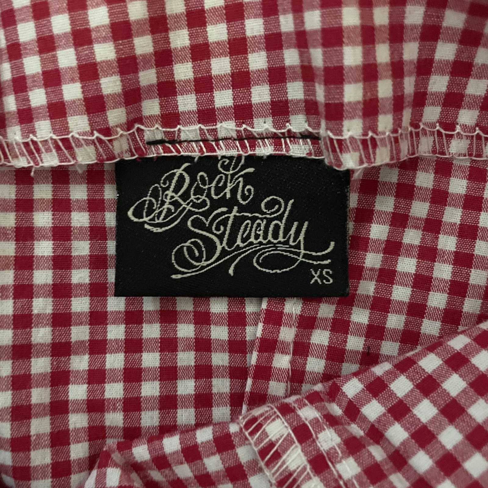 Rocksteady Gingham Cherry Swing Rockabilly Y2K Vintage Pinup Dress Size XS USA