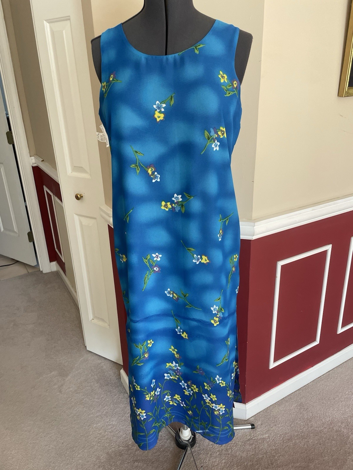 Vintage Impressions of California Reversible Floral Dress Red Blue Women’s M