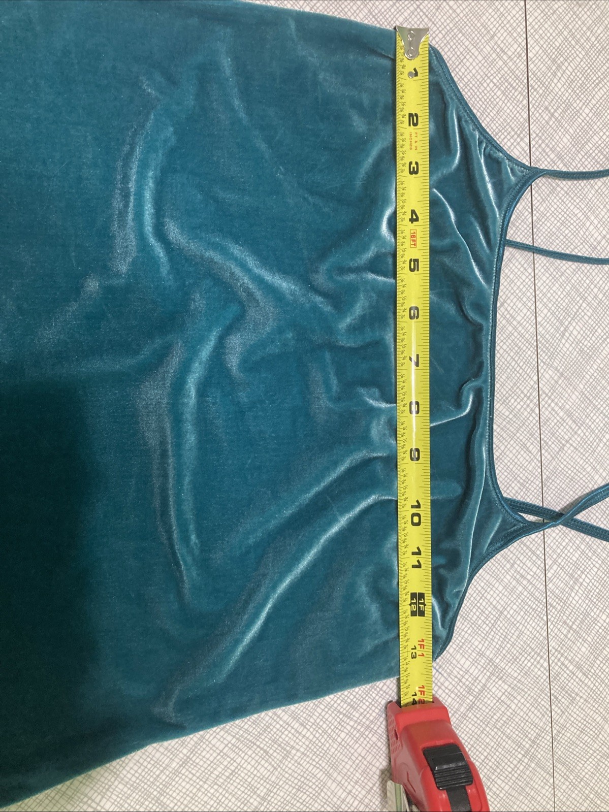 VTG 90s Warner’s Velvet Beware Cami Teal Green Spaghetti Strap Top Medium Grunge