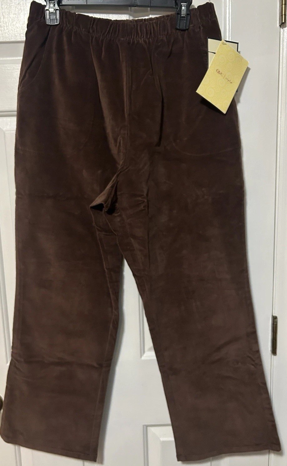 NWT Vtg Denim & Co. Crosstretch Corduroy Slacks Pants Womens XL Petite Brown QVC