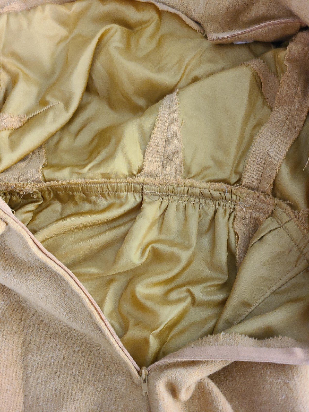 Vintage 1950’s McMullen of Glens Falls NY Gold Wool Dress Womans Size 12