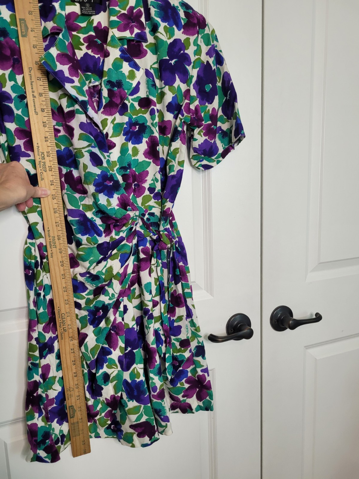 CRAZY 4U Vintage Tuxedo Romper Wrap 90s Floral Pansies Multicolor Rayon Size S