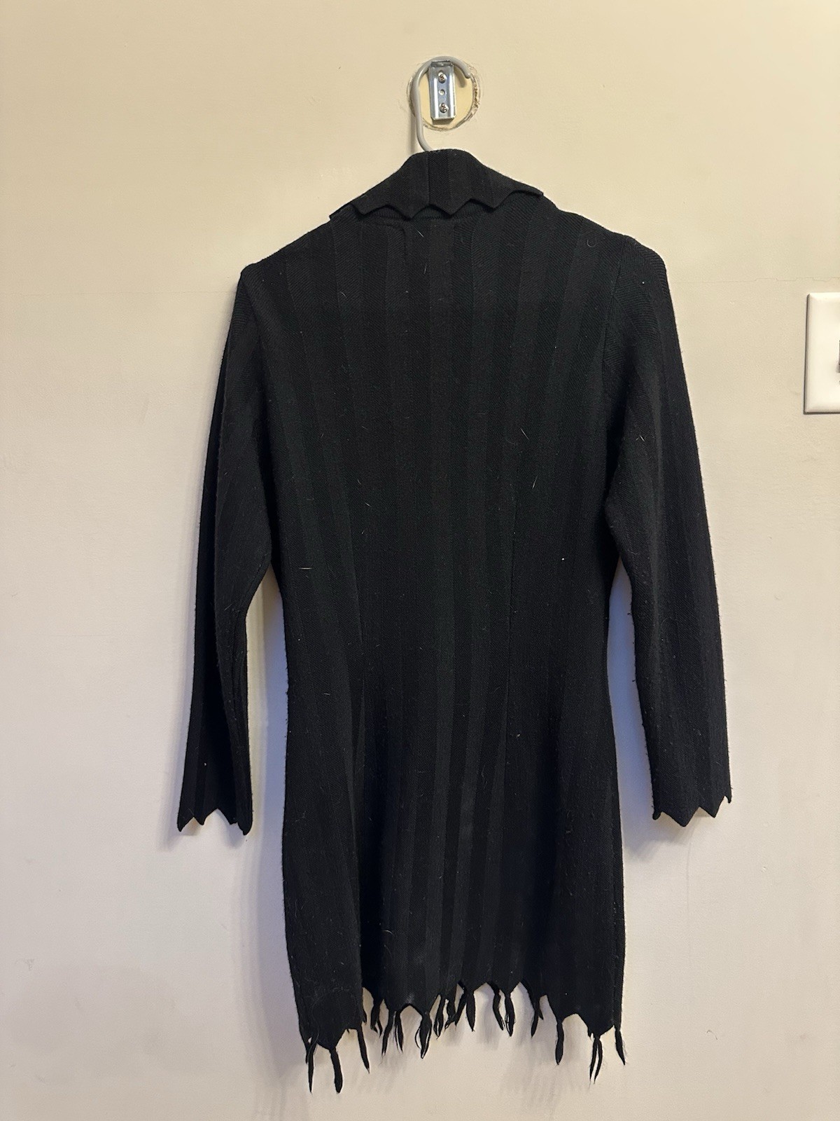 Vintage Kathryn Dianos Black Wool Long sleeve Dress With Gold Flower Buttons