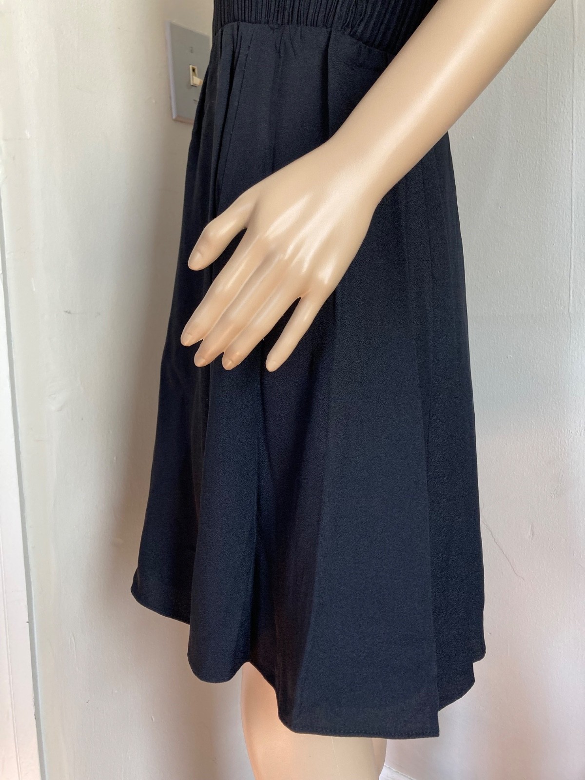 Vintage 60s Mod GoGo Cocktail Party Black Pleated Mini Dress Size Small/XS