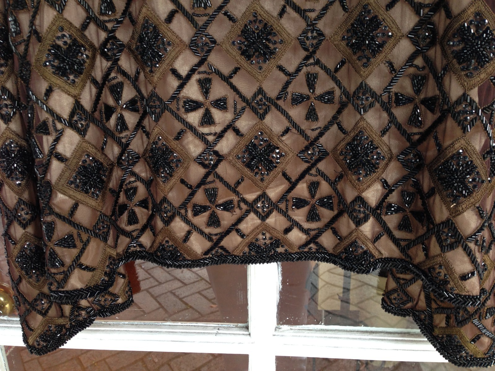 VINTAGE ELABORATE BLACK BEADED & EMBROIDERED SILK JACKET XXL