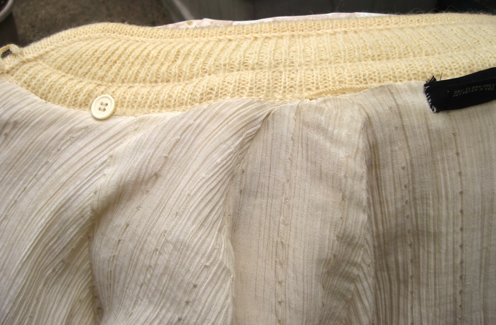 I.B. Diffusion Mohair Wool Long Ivory Cream Sweater Coat Size L Vintage 80s