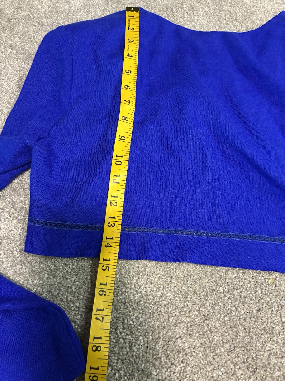 Vintage Chaus Electric Blue Linen Blend Sheath Dress Bolero Set Size 8 Made USA