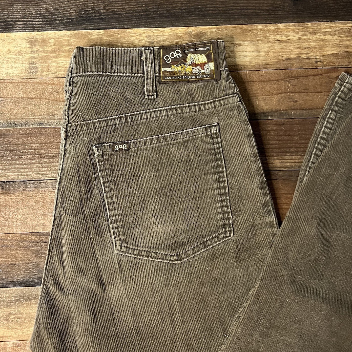 Vintage 70s 80s Gap Pioneer Corduroy Pants Size 31 X 33 Brown Straight Leg
