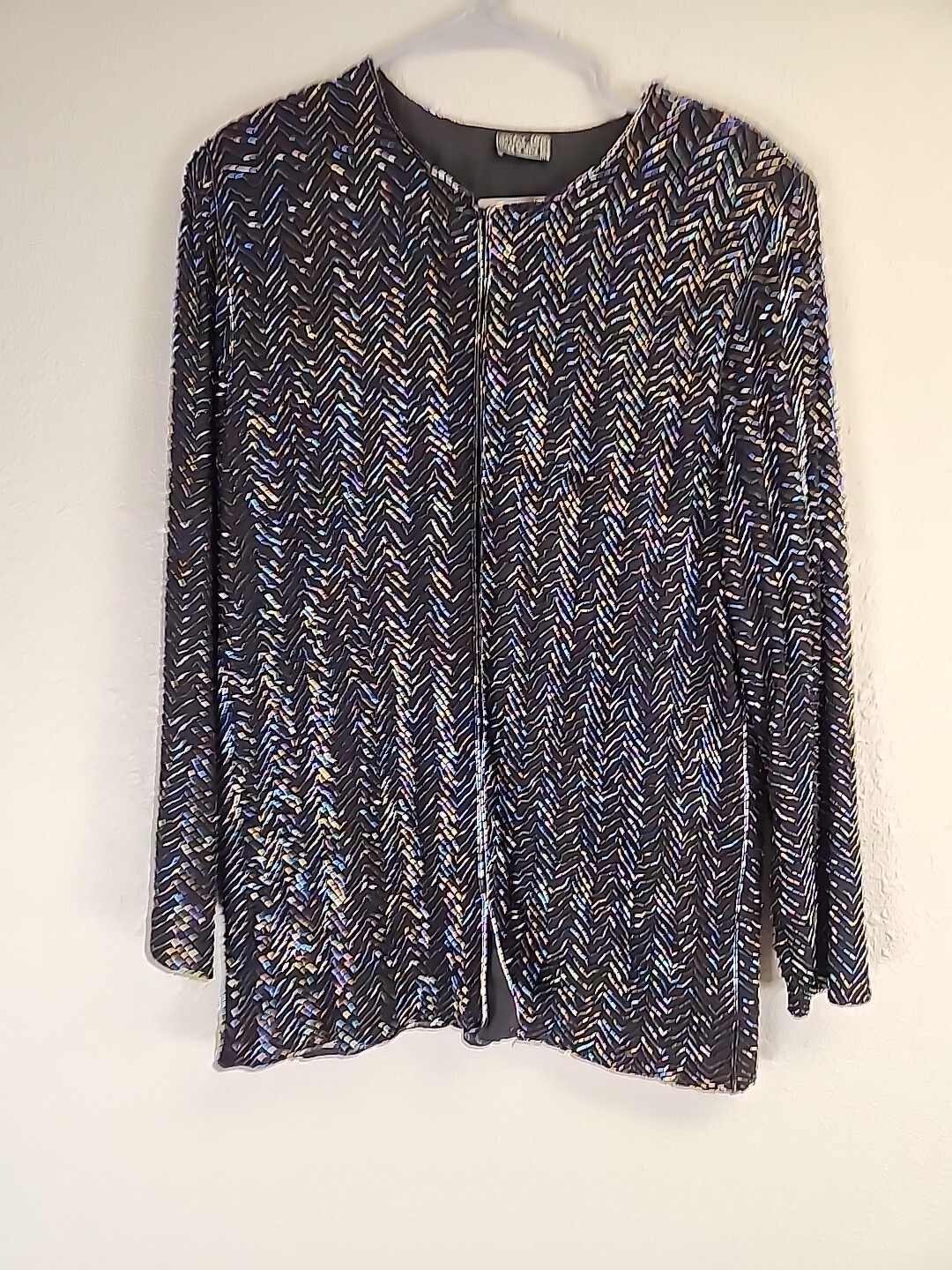 VTG 100% Silk Black Fully Beaded Formal Jacket SZ M