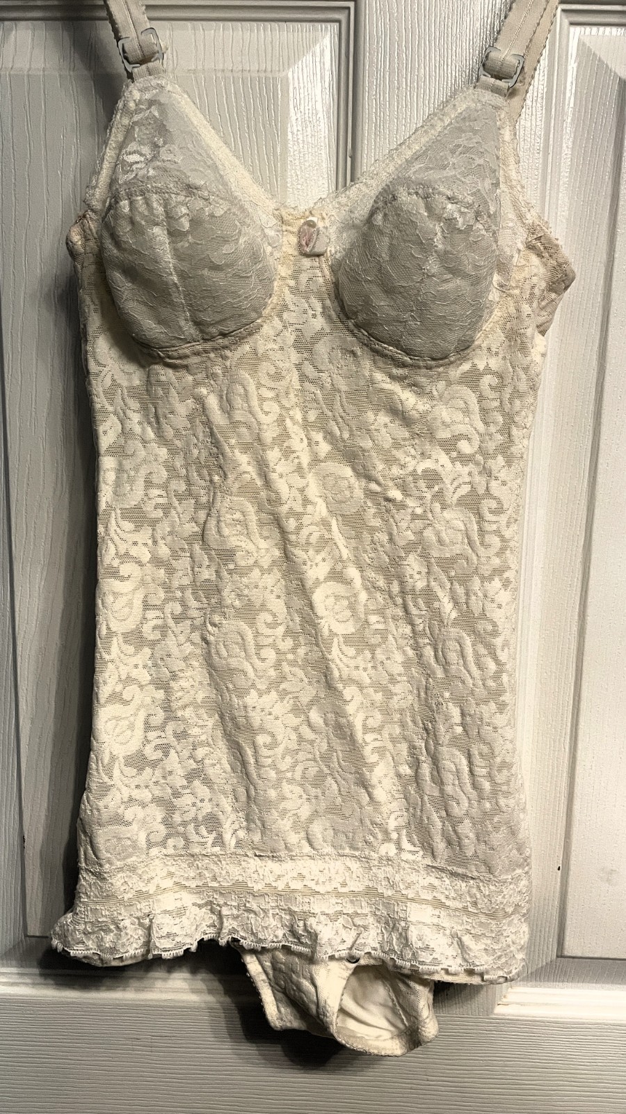 Vtg 1960s/1970s SEARS 34A Shapewear Bodysuit Trim Full Body Shaper Girdle IVORY