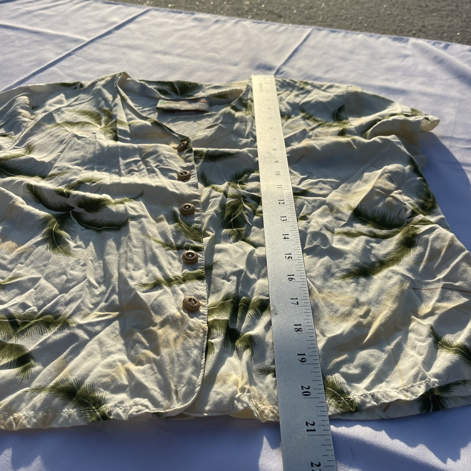 Vintage Paradise Found Honolulu Hawaii Women’s M Palm Tree Button Up Top