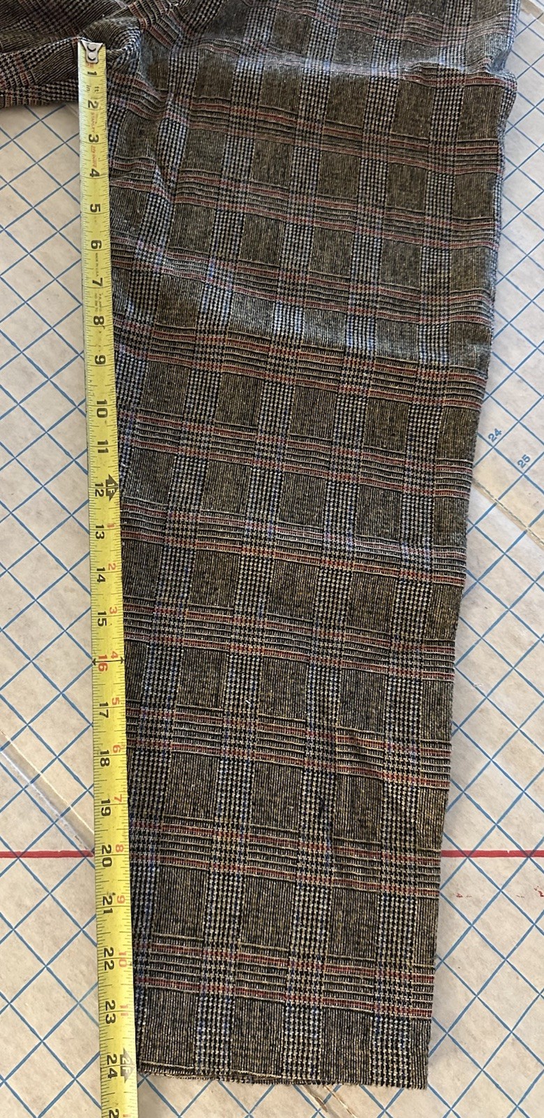 Vintage 1950s Nylon Wool Pants Women’s Tailored High Waist Glen Check Plaid