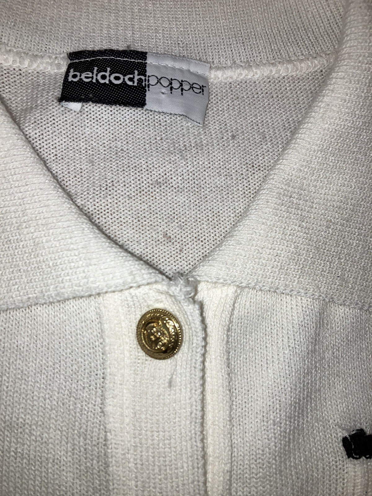 Vintage 90s Designer Look Button Down Country Club Collared Short Sleeve Sweater